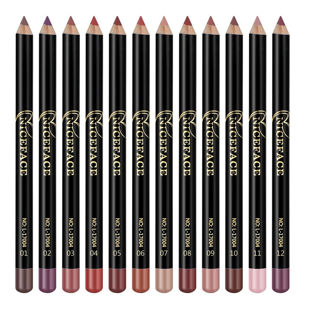 12Pcs Lip Liner Set 2-in-1 Matte Make Up Lip Liners Pencil Waterproof 12 Colors Lip Line for Women Lady Girls