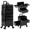 AROUS Rolling Makeup Case with 3 Drawers, Cosmetology Case on Wheels 5 IN 1 Makeup Train Case Make Up Organizer for Artist Salon Nail Teach Trunk,Black view 1