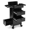 AROUS Rolling Makeup Case with 3 Drawers, Cosmetology Case on Wheels 5 IN 1 Makeup Train Case Make Up Organizer for Artist Salon Nail Teach Trunk,Black view 2