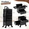 AROUS Rolling Makeup Case with 3 Drawers, Cosmetology Case on Wheels 5 IN 1 Makeup Train Case Make Up Organizer for Artist Salon Nail Teach Trunk,Black view 3