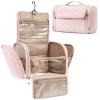 BAGSMART Makeup Bag for Women with Hanging Hook, Large Portable Capacity Water-resistant Organizer Travel Case for Toiletries and Cosmetics, Pink view 1