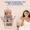 BAGSMART Makeup Bag for Women with Hanging Hook, Large Portable Capacity Water-resistant Organizer Travel Case for Toiletries and Cosmetics, Pink view 3