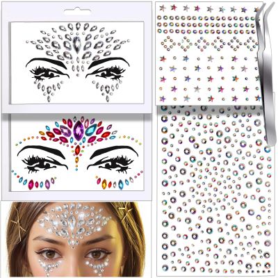 Teenitor Face Gems Festival Face Jewels Makeup Face Rhinestones, Hair Gems, Eye Gems, Body Gems, Stick On Gems for Face, Eye, Body, Hair