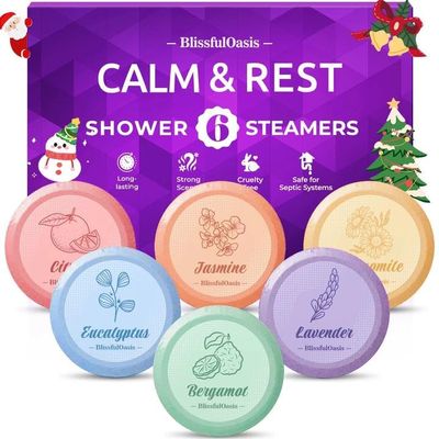 BlissfulOasis Shower Steamers 6 Packs, Shower Bath Bombs with Natural Fragrance, Self-Care & Relaxation Birthday Presents for Loved Ones, Shower Bombs with Valentine's Day Presents for for Her