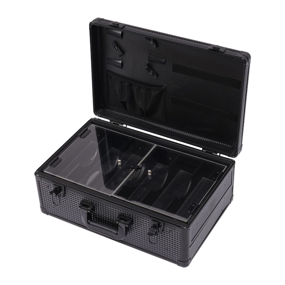 BeiseYu Deluxe Barber Case with Lock - Lightweight Travel Organizer for Hair Stylists, Pet Groomers, and Makeup Artists - Aluminum and Plastic