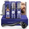 Beard Gift Kit - Oil,Wash,Conditioner, Roller (Needle Length: 0.25mm) for Beard, Storage Bag,Mustache Gifts Set for Boyfriend Husband Fathers Dad Men Him view 1