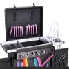 BABYCE Utility Organizer Cart Rolling Makeup Case Trolley Aluminum Alloy Edge Wear-Resistant Universal Casters High Capacity Password Multi-Functional Beauty Kit, Black, 38X25x82cm view 2