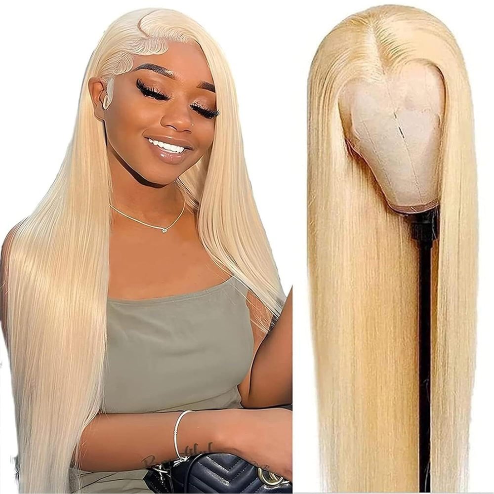 13x6 Blonde Lace Front Wigs Human Hair 250 Density 32 Inch Straight 613 Lace Front Wig Human Hair Pre Plucked 613 HD Transparent Lace Frontal Wig Guleless Wigs Human Hair Natural Hairline