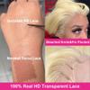 13x6 Blonde Lace Front Wigs Human Hair 250 Density 32 Inch Straight 613 Lace Front Wig Human Hair Pre Plucked 613 HD Transparent Lace Frontal Wig Guleless Wigs Human Hair Natural Hairline view 4