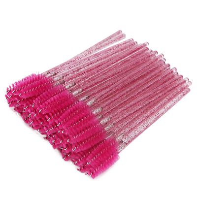 50pcs Nylon Makeup Brush Mascara Wands Eyelash Eyebrow Disposable Portable Brush Professional Makeup Tools(Rose Red)