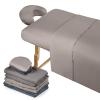 Kinlop 3 Sets Microfiber Massage Table Sheet Set 3 Colors 3 Piece Set Includes Massage Flat Sheet Fitted Sheet and Massage Face Rest Cover Stain Wrinkle-Resistant(Purple Gray, Dark Gray, Khaki) view 1