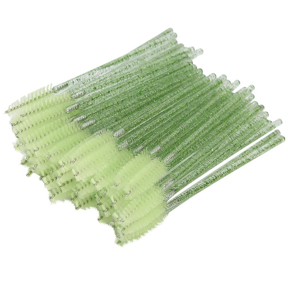 50pcs Nylon Makeup Brush Mascara Wands Eyelash Eyebrow Disposable Portable Brush Professional Makeup Tools(Green)