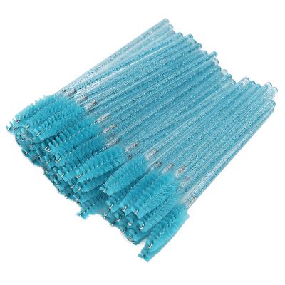50pcs Nylon Makeup Brush Mascara Wands Eyelash Eyebrow Disposable Portable Brush Professional Makeup Tools(Light Blue)