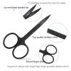 Eyebrow Scissors with Comb, KAJUDA Facial Hair Small Grooming Scissors For Men Women - Eyebrow Trimmer Scissor for Eyebrows, Nose Hair, Mustache, Beard, Eyelash - 3PCS Black view 2