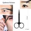 Eyebrow Scissors with Comb, KAJUDA Facial Hair Small Grooming Scissors For Men Women - Eyebrow Trimmer Scissor for Eyebrows, Nose Hair, Mustache, Beard, Eyelash - 3PCS Black view 3