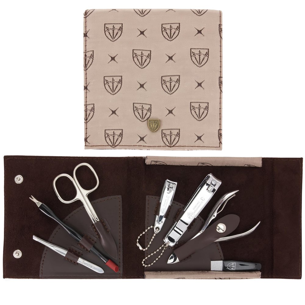 3 Swords Germany - brand quality 7 piece manicure pedicure grooming kit set for professional finger & toe nail care scissors clipper textile case in gift box, Made in Germany