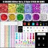 Face Glitter Body Glitter Makeup Glitter Gel with Face Gems Jewels Self Adhesive, 6 Colors Holographic Glitter Gel Hair Glitter with Stick On Gems Rhinestones for Face, Hair, Body for Festival Makeup view 2