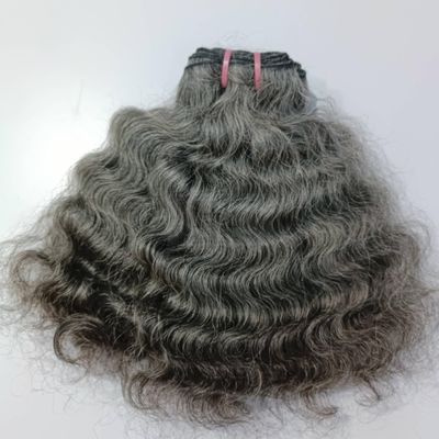 Grey - Salt and Pepper Indian Curly Human Hair Extensions - Remy Curly Grey Human Hair Extensions Single Donor Bundle (100 grams - 3.5 oz) (12 Inches)