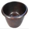 20" x 8" Deep Round Copper Pedicure Bowl with 1.5" Drainhole and Pop Up Drain - Ready to Install - SalonQuality view 3