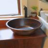 20" x 8" Deep Round Copper Pedicure Bowl with 1.5" Drainhole and Pop Up Drain - Ready to Install - SalonQuality view 4