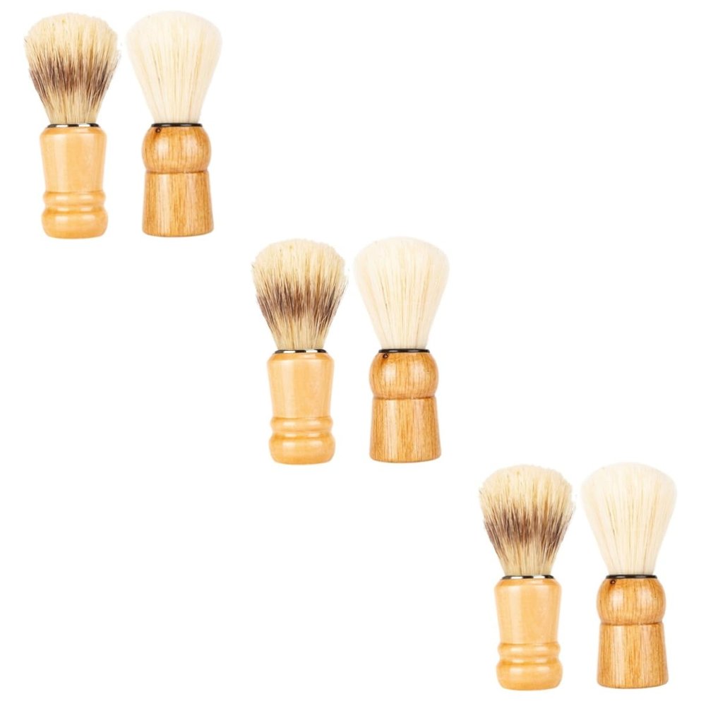 Beaupretty 6pcs Handle Shaving Brush for Men Natural Boar Bristles for Rich Grooming Accessory for Home and Travel Use for Fathers and Friends