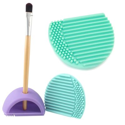 Beavorty 2pcs Silicone Makeup Brush Cleaner Mat Gentle Scrubbing Pad for Brush Cleaning Travel-friendly Design Mint Green Pink Essential Makeup Tool for Organizing and Cleaning