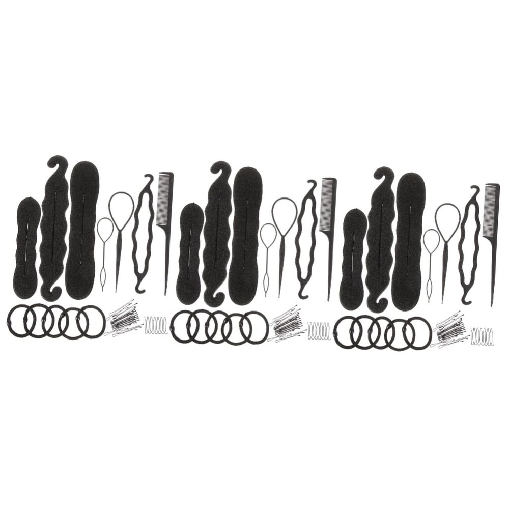 Beavorty 3sets Hair Bun Styling Tools Hair Braiding Kit Twisting Bun Clips for Outings