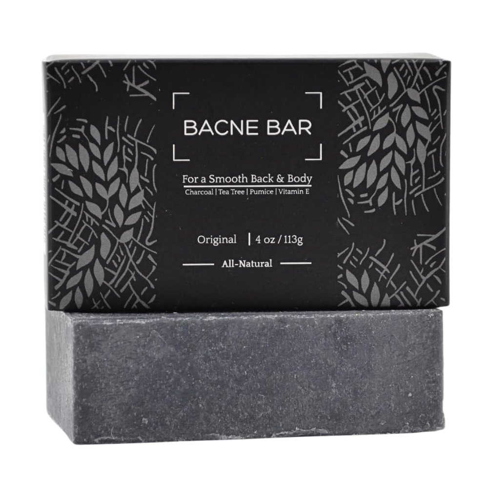 Bacne Bar: All Natural Body Acne Soap with Charcoal, Pumice, Tea Tree Oil & Vitamin E for a Deep Exfoliation Back Acne Treatment, Not for Sensitive Skin
