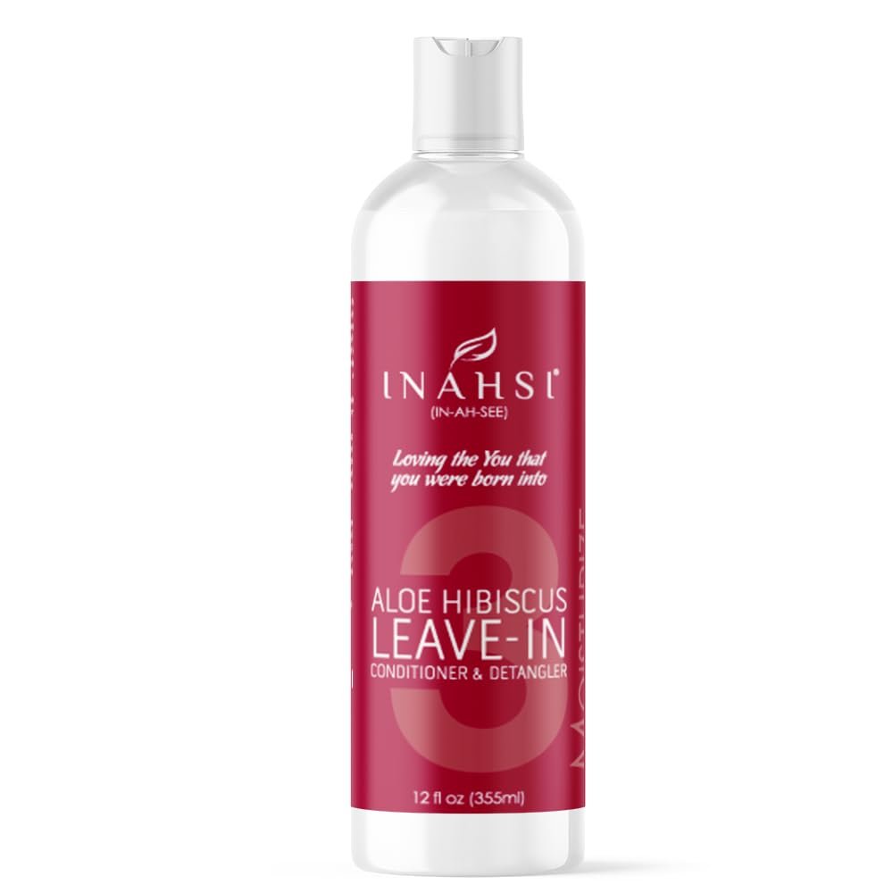 Inahsi Aloe Hibiscus Leave-In Conditioner | Hair Conditioner for Men, Women, or Kids with Curly Hair | Hair Products for Naturally Curly Hair 12 oz | Made in the USA