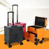 Multifunctional Rolling Makeup Train Case, Multi Layered Makeup Case with Wheels Barber Case, Professional Makeup Train Case Organizer for Hair Stylist Makeup Nail Tech Salon Swivel Wheels ( Gray : Or view 3