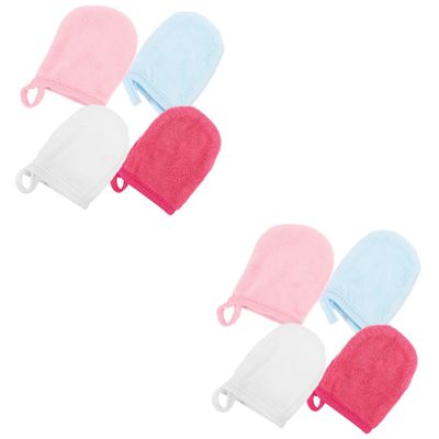 FRCOLOR 8pcs Makeup Gloves Reusable Face Cleaning Mitts for Gentle Makeup Removal Comfortable Facial Accessory for Home and Travel Efficient Pore Cleansing and Skin Care