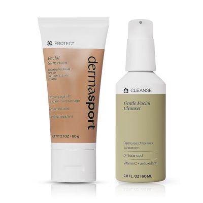 Dermasport Skin Care Set for Athletes: SPF 50 Sport Face Sunscreen & Gentle Facial Cleanser - Essential Duo for Pre and Post-Swim Protection & Nourishment, Designed for Smooth, Youthful Skin