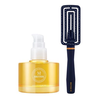 BRITISH M Annatto Hair Oil (2.36 fl.oz) + Flex Gentle Brush