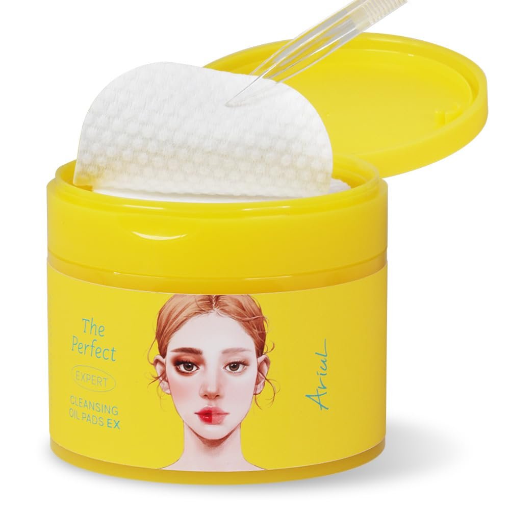 Ariul The Perfect Cleansing Oil Pads EX  Purifying Cleansing & Hydrating, Quick Makeup Removal, Dual-Sided Vegan Fabric, Large Size, 60 Counts, 175ml / 5.92 fl. oz