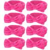 Semato 8 Pcs Hot Pink Spa Headband for Washing Face and Makeup Bridesmaid Proposal Gifts Pink Party Favors for Women Coral Fleece Skincare Headbands Elastic Bow Head view 1