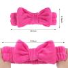 Semato 8 Pcs Hot Pink Spa Headband for Washing Face and Makeup Bridesmaid Proposal Gifts Pink Party Favors for Women Coral Fleece Skincare Headbands Elastic Bow Head view 2