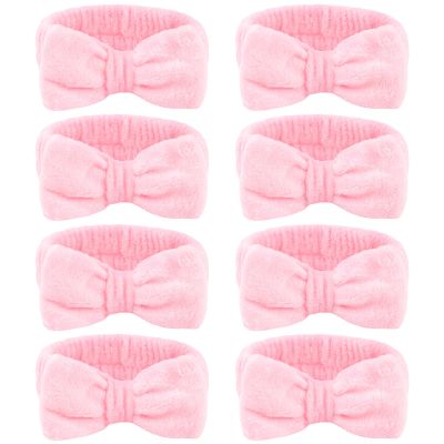 CIEHER 8 Pcs Pink Spa Headbands for Women's Bachelorette Party Favors - Microfiber Makeup Headbands for Girls' Birthday Skincare