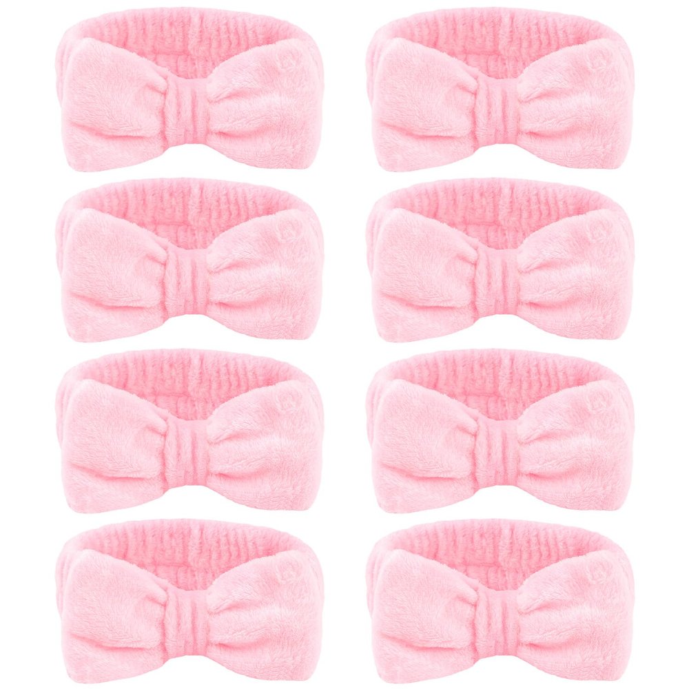 CIEHER 8 Pcs Pink Spa Headbands for Women's Bachelorette Party Favors - Microfiber Makeup Headbands for Girls' Birthday Skincare
