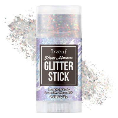 Brzeaf Waterproof Mermaid Glitter Stick, Shimmery& Long Lasting,Fairy Costume Body Face Glitter, Singer Concert Music Rave Festival, Glitter Stick Makeup for Women Men