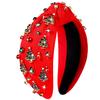 Jeweled Christmas Tree Headband with Embellished Crystals and Pearls - Wide Top Knot Knotted Headbands for Women, Holiday Hair Accessories and Outfits Gift view 1