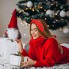 Jeweled Christmas Tree Headband with Embellished Crystals and Pearls - Wide Top Knot Knotted Headbands for Women, Holiday Hair Accessories and Outfits Gift view 2