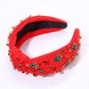 Jeweled Christmas Tree Headband with Embellished Crystals and Pearls - Wide Top Knot Knotted Headbands for Women, Holiday Hair Accessories and Outfits Gift view 4
