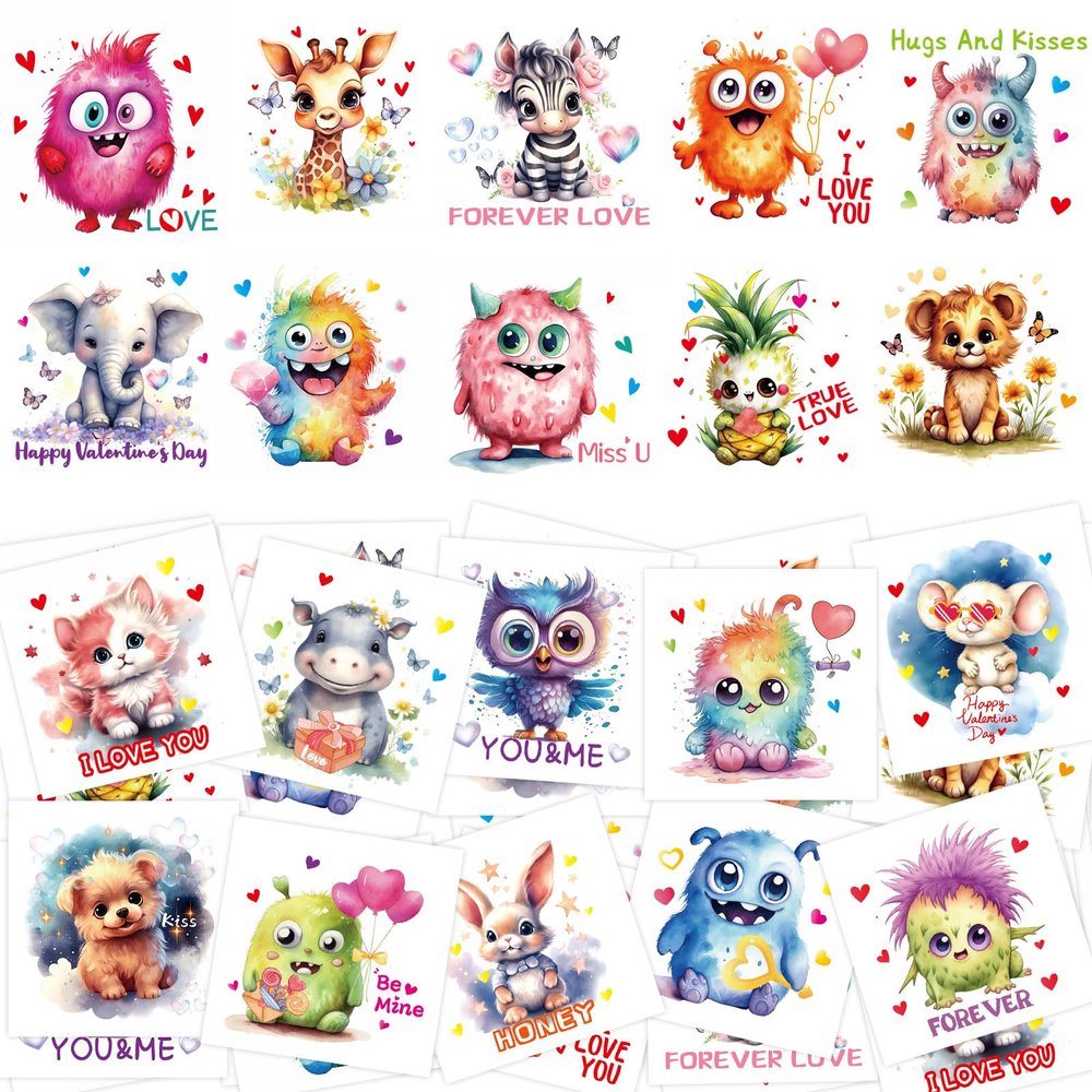 Fancy Land Valentines Tattoos for Kids Temporary Valentine's Day Tattoo Individual for Classroom Exchange Goodie Bag Stuffers 140Pcs