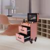 BeiseYu Rolling Makeup Case, Large Cosmetic Trolley with Locks and Universal Wheels, Multi-functional Aluminum Cosmetic Case with Dividers, for Make Up Hairstylists Nail Tech view 2