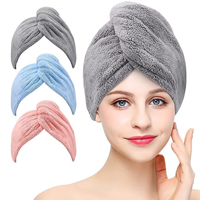 AROLIX Hair Wrap Towel Hair-Drying Bathrobe Magic Hair Towel Super Quick-Drying Cotton for Women (Grey)