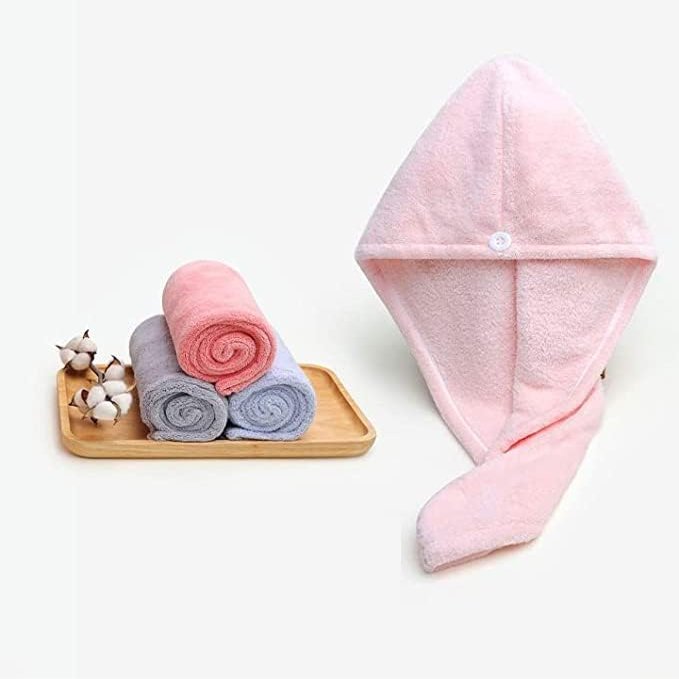 AROLIX Hair Wrap Towel Hair-Drying Bathrobe Magic Hair Towel Super Quick-Drying Cotton for Women (Pink)