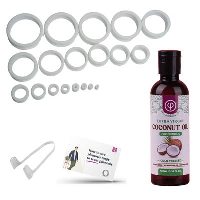 Vajraang Phimosis Stretching Rings Kit, Ring Removal Tool and User Manual | Includes 20 Graduated Rings | Fast Results | No-Side-Effects (with Phimosis Oil)