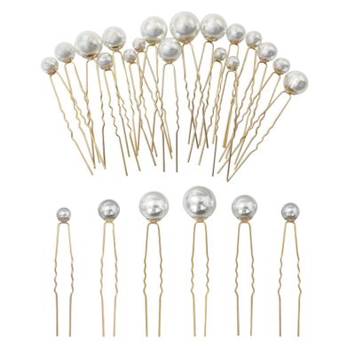 18 Pieces Wedding Pearl Hair Pins U Shape BarretteWedding Vintage Pearl Rhinestone Hair Pins Accessorie for Brides Bridesmaid Women(gold)