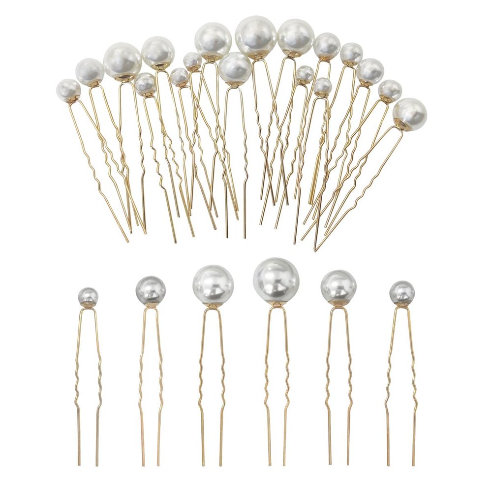 18 Pieces Wedding Pearl Hair Pins U Shape BarretteWedding Vintage Pearl Rhinestone Hair Pins Accessorie for Brides Bridesmaid Women(gold)