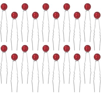 20 Pieces Wedding Pearl Hair Pins U Shape BarretteWedding Vintage Pearl Rhinestone Hair Pins Accessorie for Brides Bridesmaid Women(red)